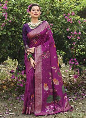 Attrective Looking These Party Wear Saree in Fine Colored.These Saree And Blouse is Fabricated On Soft Tusser Silk.Its Beautified With Meenakari Wevon Designer.