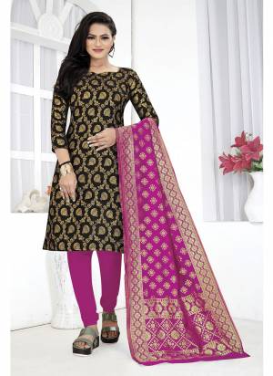 Grab These Suit in Fine Colored Pair With Bottom And Dupatta.These Top And Dupatta Are Fabricated On Banarasi Silk Pair With Tafetta Silk Bottom.Its Beautified With Wevon Jacquard Designer.