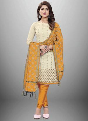 Garb This Suits In Lovely Color.Its Pretty Top Is Khadi Cotton Based Paired Bottom Cotton And Chanderi Fabricated Dupatta Are Designer Embroidery Work,Table Printed Dupatta. Which Gives An Attractive To The Dress.