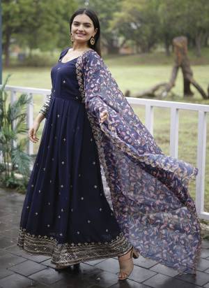 Atrective These Beautiful Looking Readymade Long Gown With Dupatta.These Gown is Fabricated On Blomming Faux Georgette And Tabby Silk Dupatta.Its Beautified With Designer Sequance,Jari Embroidery Work With Printed Dupatta.