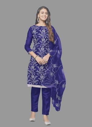 Attrective This Suits In Lovely Color.Its Pretty Top Is Organza Based Paired Bottom Santoon And Organza Fabricated Dupatta Are Designer Embroidery Work. Which Gives An Attractive To The Dress.