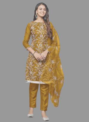 Attrective This Suits In Lovely Color.Its Pretty Top Is Organza Based Paired Bottom Santoon And Organza Fabricated Dupatta Are Designer Embroidery Work. Which Gives An Attractive To The Dress.