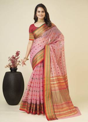 Attrective This Partywear Saree Paired With Blouse.This Saree And Blouse Are Soft Silk Based Fabric With Weaving Jari Designer. Buy This Pretty Saree Now.