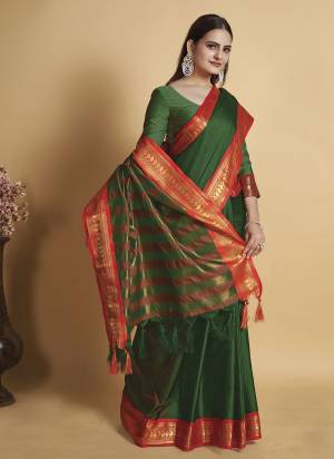 Attrective This Partywear Saree Paired With Blouse.This Saree And Blouse Are Lichi Soft Silk Based Fabric With Weaving Jari Designer. Buy This Pretty Saree Now.