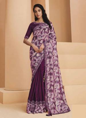 Look Attrective These Designer Party Wear Saree in Fine Colored.These Saree Are Crepe Satin Silk And Blouse Raw Silk is Fabricated.Its Beautified Digital Printed,Heavy Designer Sequance Embroidery Work.