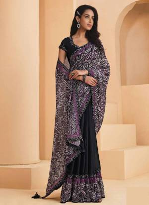 Look Attrective These Designer Party Wear Saree in Fine Colored.These Saree Are Crepe Satin Silk And Blouse Brocade is Fabricated.Its Beautified Digital Printed,Heavy Designer Sequance Embroidery Work.