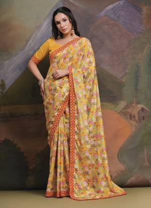 Grab These Festive Wear Saree in Fine Colored.These Saree is Fabricated On Chinon Pair With Art Silk Blouse.Its Beautified Designer Printed With Embroidery Work Lace Border.