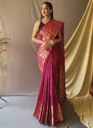 Garb This Partywear Saree Paired With Blouse.This Saree And Blouse Are Soft Silk Based Fabric With Weaving Jari Heavy Designer. Buy This Pretty Saree Now.