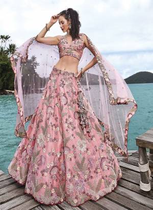 Attrective Looking This Partywear Fine Color Heavy Designer Choli Fabric Organza And Lahenga Organza And Dupatta Net In Fabricated Beautified With Attrective Thread,Sequance Embroidery Work. Buy Now.