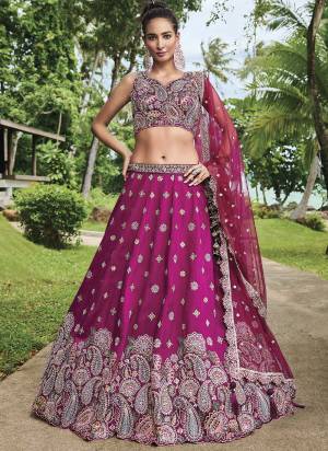 Attrective Looking This Partywear Fine Color Heavy Designer Choli Fabric Satin And Lahenga Satin And Dupatta Net In Fabricated Beautified With Attrective Thread,Sequance Embroidery Work. Buy Now.