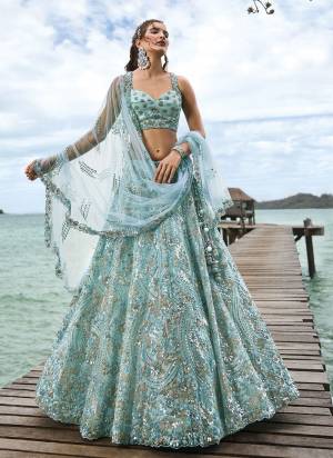 Attrective Looking This Partywear Fine Color Heavy Designer Choli Fabric Net And Lahenga Net And Dupatta Net In Fabricated Beautified With Attrective Thread,Sequance Embroidery Work. Buy Now.