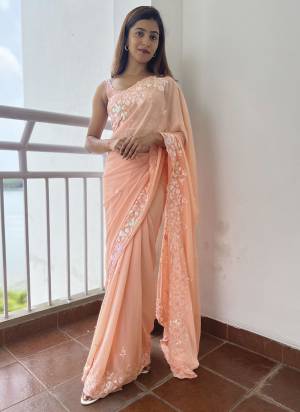 Attrective These Fancy Party Wear Saree in Fine Colored.These Saree Are Georgette And Blouse is Art Silk Fabricated.Its Beautified With Designer Sequance Embroidery Work.