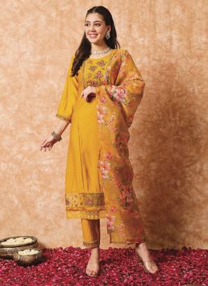 Attrective These Ready Made Suit in Fine Colored Pair With Bottom And Dupatta.These Top And Bottom Are Fabricated On Viscose Pair With Organza Dupatta.Its Beautified With Designer Embroidery Work With Printed Dupatta.