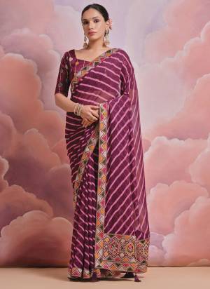 Grab These Festive Wear Saree in Fine Colored.These Saree is Fabricated On Georgette Pair With Mono Banglori Blouse.Its Beautified Designer Laheriya Printed With Multy Thread,Sequance,Coding Work Lace Border With Blouse.