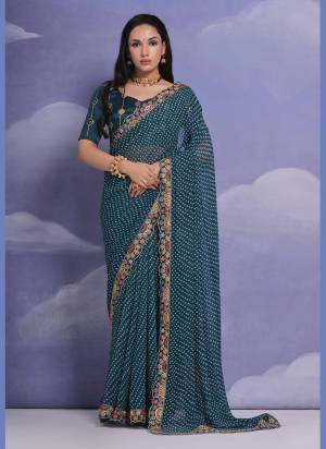 Grab These Festive Wear Saree in Fine Colored.These Saree is Fabricated On Georgette Pair With Mono Banglori Blouse.Its Beautified Designer Bandhej Printed With Sequance,Coding Work Lace Border,Blouse.