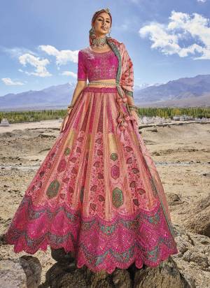 For A Designer Look,Grab These Lehenga Choli in Fine Colored.These Lehenga Are Banarasi Silk And Blouse Are Fabricated On Satin Gajji Pair With Viscose Georgette Dupatta.Its Beautified With Wevon Designer,Resham,Jari Embroidery, Cut Work With Hand Work.