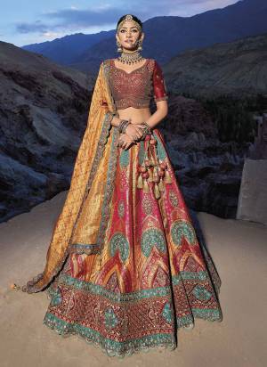 For A Designer Look,Grab These Lehenga Choli in Fine Colored.These Lehenga Are Banarasi Silk And Blouse Are Fabricated On Satin Gajji Pair With Viscose Georgette Dupatta.Its Beautified With Wevon Designer,Resham,Jari Embroidery, Cut Work With Hand Work.