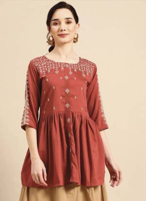 Attrective These Beautiful Looking Readymade Short Kurti.These Kurtis Fabricated On Viscose Rayon.Its Beautified With Designer Embroidery Work.