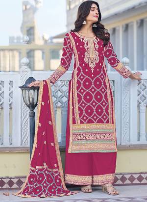 Attrective Looking These Plazzo Suit in Fine Colored Pair With Bottom And Dupatta.These Top And Dupatta Are Fabricated On Chinon Silk Pair With Chinon Silk Bottom.Its Beautified With Heavy Designer Sequance,Thread Embroidery Work.