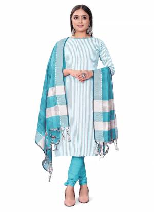 Garb This Suits In Lovely Color.Its Pretty Top Is Cotton Based Paired Bottom Cotton And Cotton Fabricated Dupatta Are Wevon Designer. Which Gives An Attractive To The Dress.