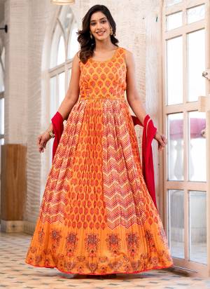 Attrective These Party Wear Gown With Dupatta in Fine Colored.These Gown Are Fabricated On Dolla Silk Pair With Nazmin Dupatta.Its Beautified With Designer Printed With Real Mirror Hand Work.