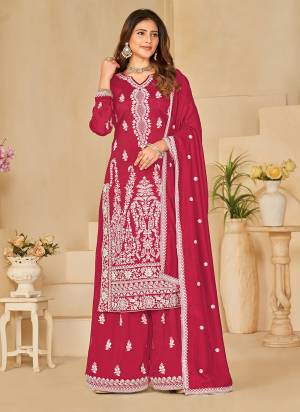 Attrective These Designer Paty Wear Plazzo Suit in Fine Colored Pair With Bottom And Dupatta.These Top And Dupatta Are Fabricated On Vichitra Pair With Vichita Bottom.Its Beautified With Santoon Inner.Its Beautified With Heavy Designr Embroidery Work.