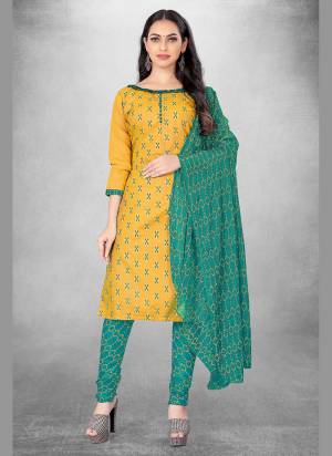 Attrective This Suits In Fine Color.Its Pretty Top Is Cotton Slub Based Paired Bottom Cotton And Nazmin Fabricated Dupatta Are Designer Printed. Which Gives An Attractive To The Dress.