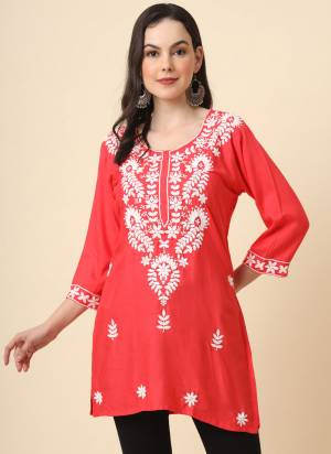 Attrective These Beautiful Looking Readymade Kurti.These Kurti is Fabricated On Rayon.Its Beautified With Designer Lucknowi Chickenkari Embroidery Work.