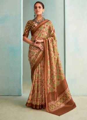 Looking These Party Wear Saree in Fine Colored.These Saree And Blouse is Fabricated On Jute Silk.Its Beautified With Weaving Jari Border  Designer,Printed.