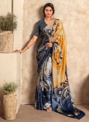 Looking These Party Wear Saree in Fine Colored.These Saree And Blouse is Fabricated On Satin Crepe.Its Beautified With Designer Digital Printed.