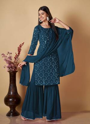 Attrective These Party Wear Sharara Suit in Fine Colored Pair With Bottom And Dupatta.These Top Are Georgette And Dupatta Are Georgette And Pair With Georgette Bottom.Its Beautified With Santoon Inner.Its Beautified With Heavy Designer Embroidery Work.