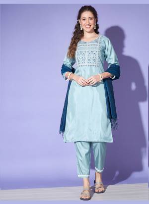 Attrective These Readymade Suit in Fine Colored Pair With Bottom And Dupatta.These Top And Bottom Are Fabricated On South Silk Pair With Cotton Silk Dupatta.Its Beautified With Designer Embroidery Work.