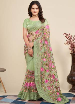 Attrective Look These Saree in Fine Colored.These Saree Are Soft Net And Blouse is Mono Banglori Fabricated.Its Beautified With Designer Multy Thread Embroidery Work.