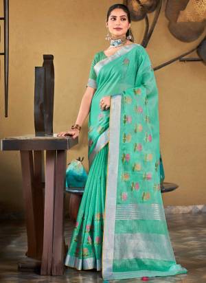 Attrective Looking These Party Wear Saree in Fine Colored.These Saree And Blouse is Fabricated On Linen.Its Beautified With Weavon Designer With Thread Embroidery Work.