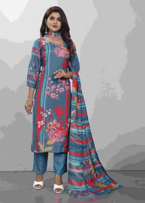 Garb These Beautiful Looking Readymade Printed Suits.These Top And Dupatta Are Muslin Silk And Bottom Are Gadwal Silk Fabricated.Its Beautified With Disigner Digital Printed, Embroidery Work.