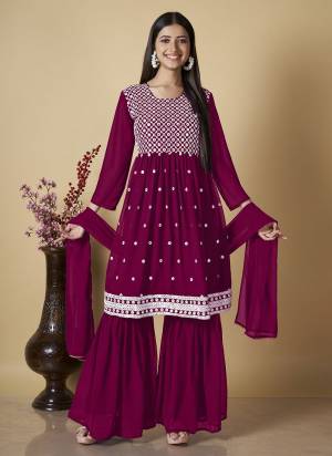 Attrective These Party Wear Sharara Suit in Fine Colored Pair With Bottom And Dupatta.These Top Are Georgette And Dupatta Are Georgette And Pair With Georgette Bottom.Its Beautified With Santoon Inner.Its Beautified With Heavy Designer Embroidery Work.