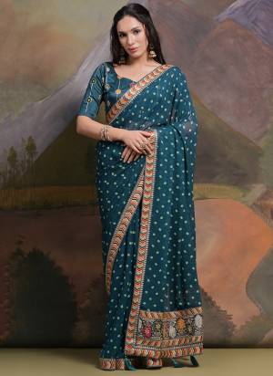 Attrective These Festive Wear Saree in Fine Colored.These Saree is Fabricated On Georgette Pair With Mono Banglori Blouse.Its Beautified Designer Printed With Multy Thread,Sequance,Coding Work Lace Border With Blouse.