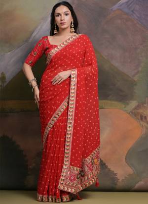 Attrective These Festive Wear Saree in Fine Colored.These Saree is Fabricated On Georgette Pair With Mono Banglori Blouse.Its Beautified Designer Printed With Multy Thread,Sequance,Coding Work Lace Border With Blouse.