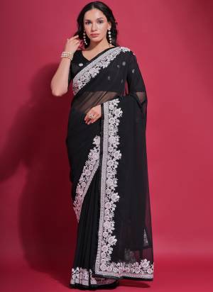 Attrective These Party Wear Saree in Fine Colored.These Saree is Fabricated On Georgette Pair With Mono Banglori Blouse.Its Beautified Designer Thread Embroidery Work.