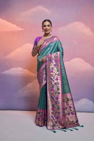 Attrective These Party Wear Fancy Saree in Fine Colored.These Saree And Blouse is Fabricated On Banarasi Silk.Its Beautified With Wevon Paithani Designer.