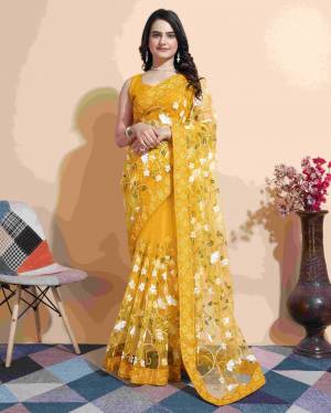 Attrective Look These Saree in Fine Colored.These Saree Are Soft Net And Blouse is Mono Banglori Fabricated.Its Beautified With Designer Multy Thread Embroidery Work.