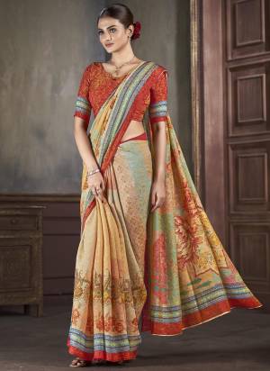 Attrective Look These Festive Wear Saree in Fine Colored.These Saree And Blouse is Fabricated On Natural Silk.Its Beautified With Wevon Jari Designer With Digital Printed.