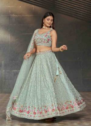 For A Designer Look,Grab These Lehenga Choli in Fine Colored.These Lehenga Are Georgette And Blouse Are Fabricated On Georgette Pair With Dupatta Are Soft Net.Its Beautified With Designer Jari,Sequance Embroidery Work.