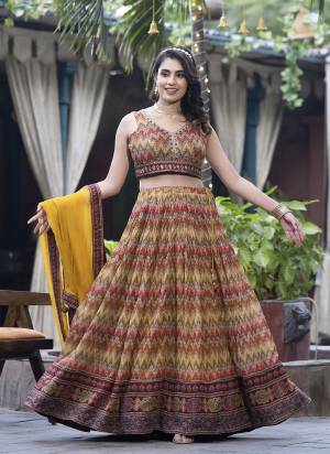 For A Designer Look,Grab These Lehenga Choli in Fine Colored.These Lehenga Are Chinon And Blouse Are Fabricated On Chinon Pair With Dupatta Are Chinon.Its Beautified With Designer Digital Printed,Sequance Embroidery With Hand Work.