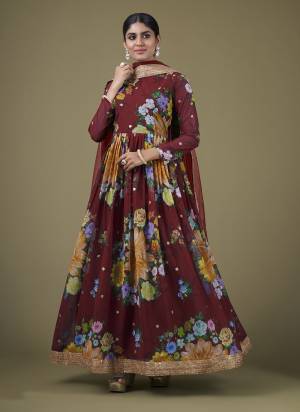 Attrective These Anarkali Suit in Fine Colored Pair With Bottom And Dupatta.These Top Are Faux Georgette And Dupatta Are Fabricated On Soft Net Pair With Santoon Bottom.Its Beautified With Designer Digital Printed With Sequance,Jari Embroidery Work.