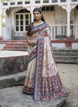 Garb These Party Wear Fancy Saree in Fine Colored.These Saree And Blouse is Fabricated On Tusser Silk.Its Beautified With Wevon Border With Designer Printed.