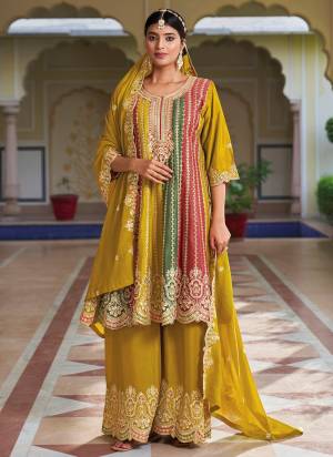 Attrective These Designer Sharara Suits in Fine Colored Pair With Dupatta.These Top And Dupatta Are Fabricated On Chinon Pair With Chinon Bottom.Its Beautified With Designer Embroidery Work