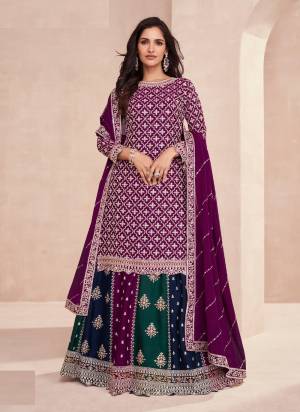 Garb These Designer Gharara Suits in Fine Colored Pair With Dupatta.These Top And Dupatta Are Fabricated On Chinon Pair With Chinon Bottom.Its Beautified With Designer Embroidery Work