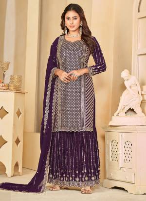 Looking These Designer Paty Wear Plazzo Suit in Fine Colored Pair With Bottom And Dupatta.These Top And Bottom Are Fabricated On Faux Georgette Pair With Faux Georgette Dupatta.Its Beautified With Santoon Inner.Its Beautified With Heavy Designr Sequance Embroidery Work.