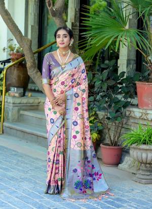 Garb These Party Wear Fancy Saree in Fine Colored.These Saree And Blouse is Fabricated On Banarasi Silk.Its Beautified With Wevon Paithani Meenakari Jacquard Designer.